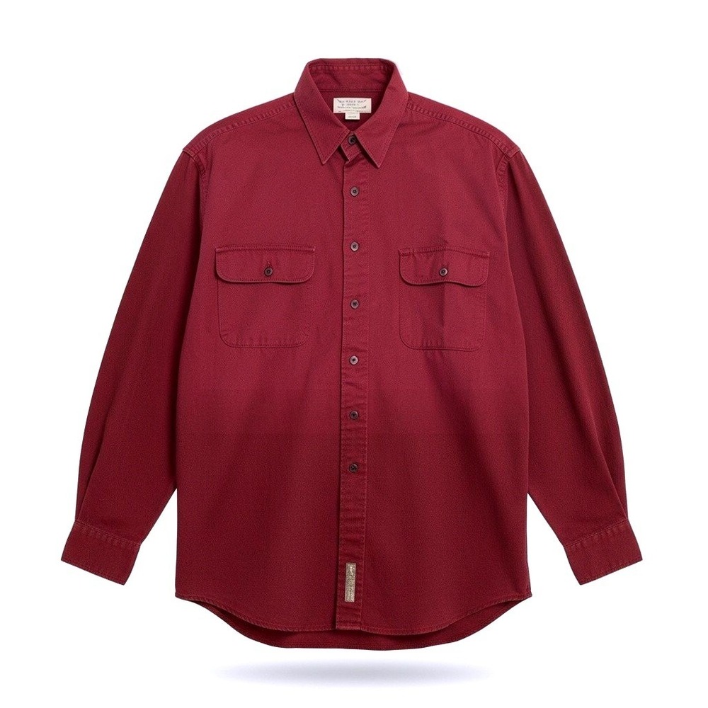 Abercrombie & Fitch Button Down Shirt Mens XL Red Workwear Cotton Twill Vintage